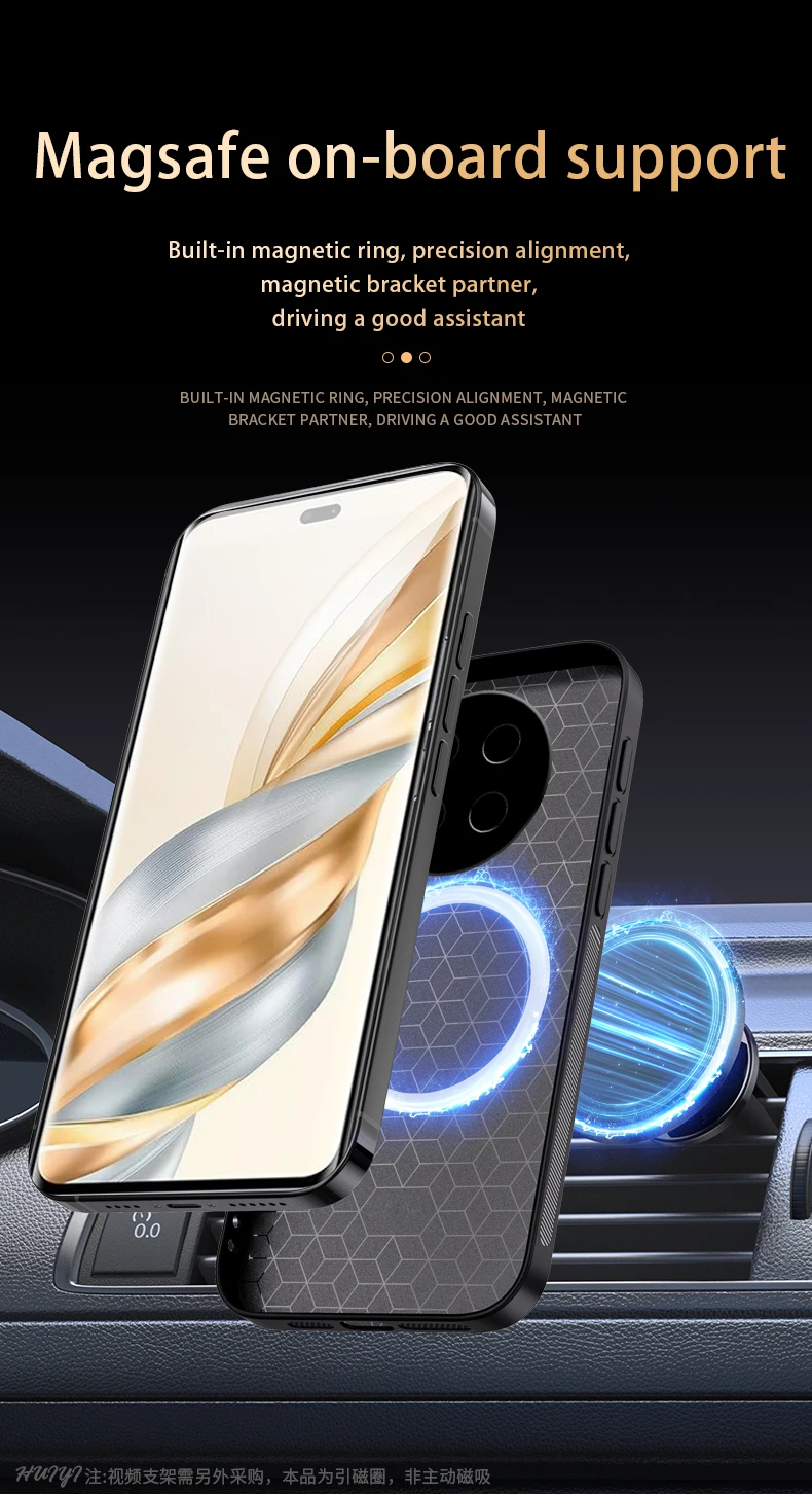 Чехол для Huawei Honor X60 Pro кожаный автомобильный магнитный держатель силиконовый