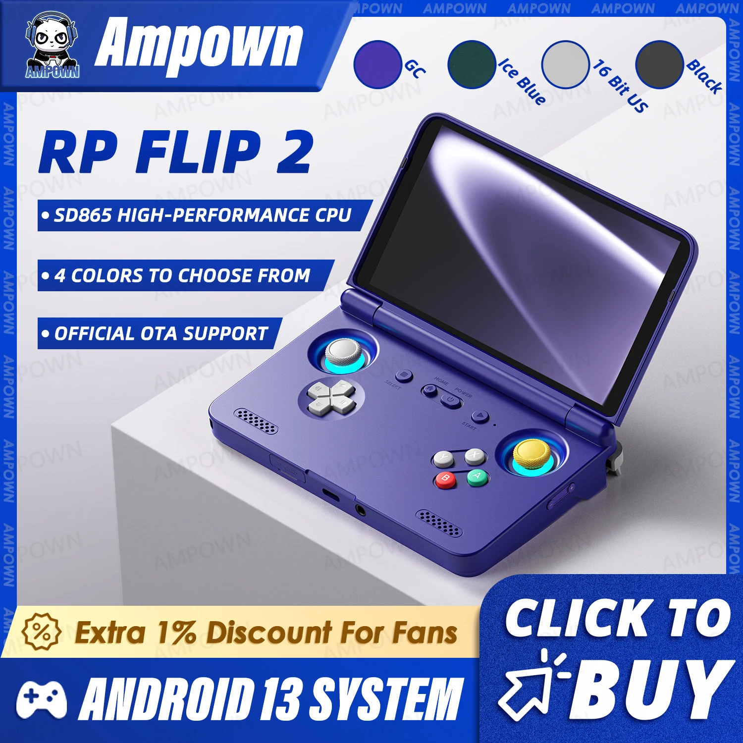 Фото Портативная игровая консоль Retroid Pocket Flip2, 5,5-дюймовый AMOLED-экран, выходной DP, процессор Snapdragon MediaTek, активное охлаждение, ОС Android №1
