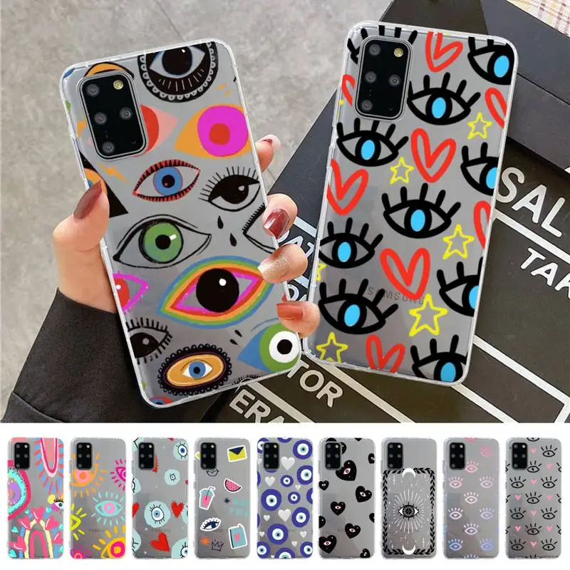 

Lucky Eye Blue Evil Eye Print Phone Case for Samsung S20 S10 lite S21 plus for Redmi Note8 9pro for Huawei P20 Clear Case