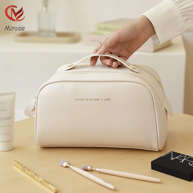 

Mirosie Double Zipper Cosmetic Storage Bag Simple Fashion Travel Toiletry Bag Elegant Ladies Large-capacity Storage Bag