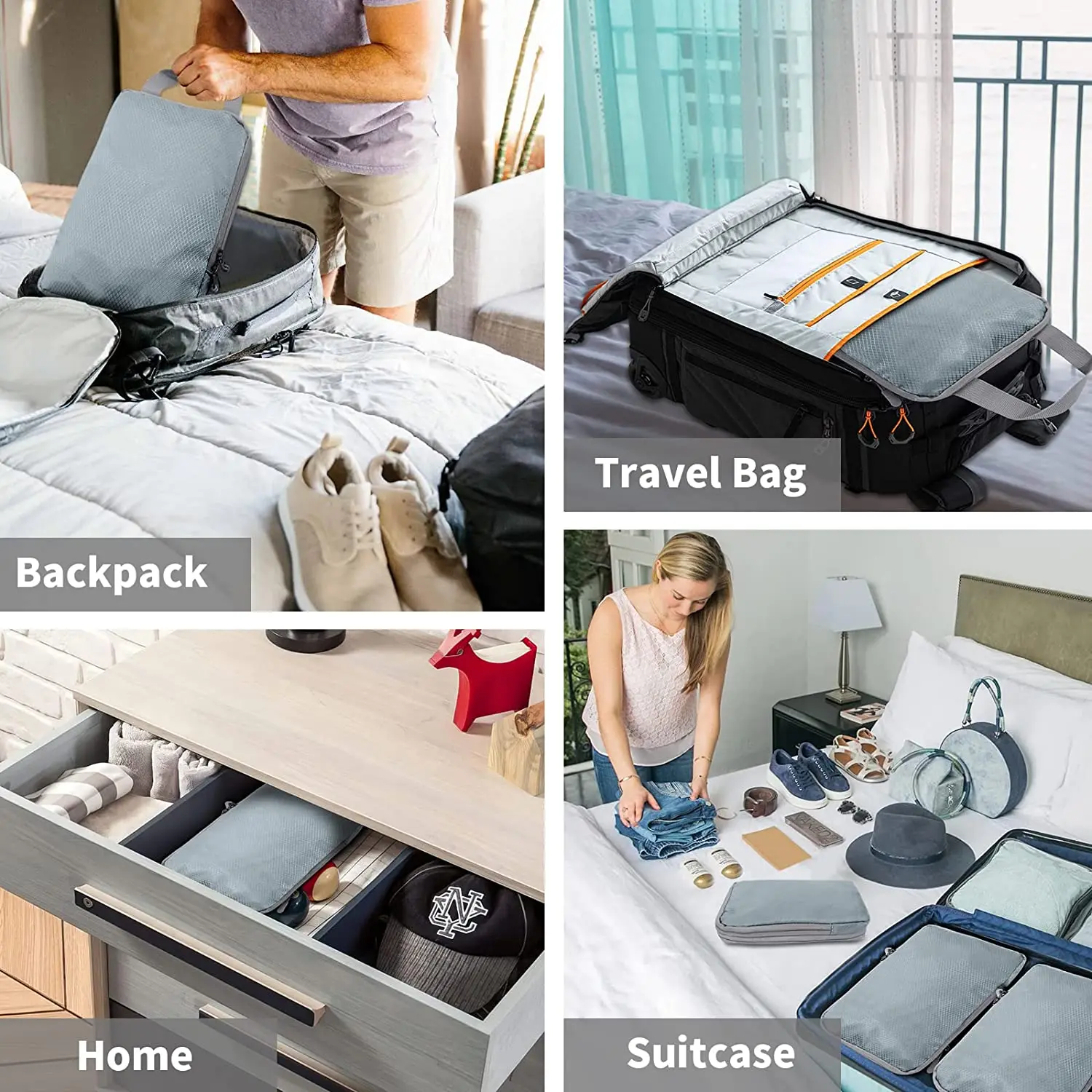 9PCS Travel Storage Bag Compressible Packing Cubes Travel Suitcase Luggage Organizer Foldable Waterproof Nylon HandbagTravel Bag