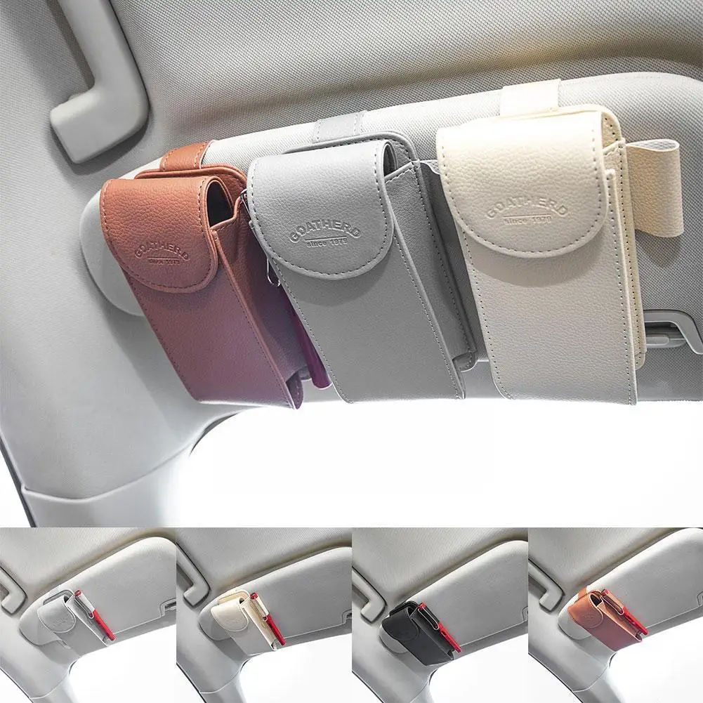 

Car Sunglass Holder Car Sun Visor Glasses Case Organizer Auto Interior Eyeglasses Box PU Accessories Storage Leather S0B8