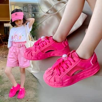 childrens mesh sneakers 2022 summer kids fashion boys breathable running shoes hollow girls versatile solid pink school shoes