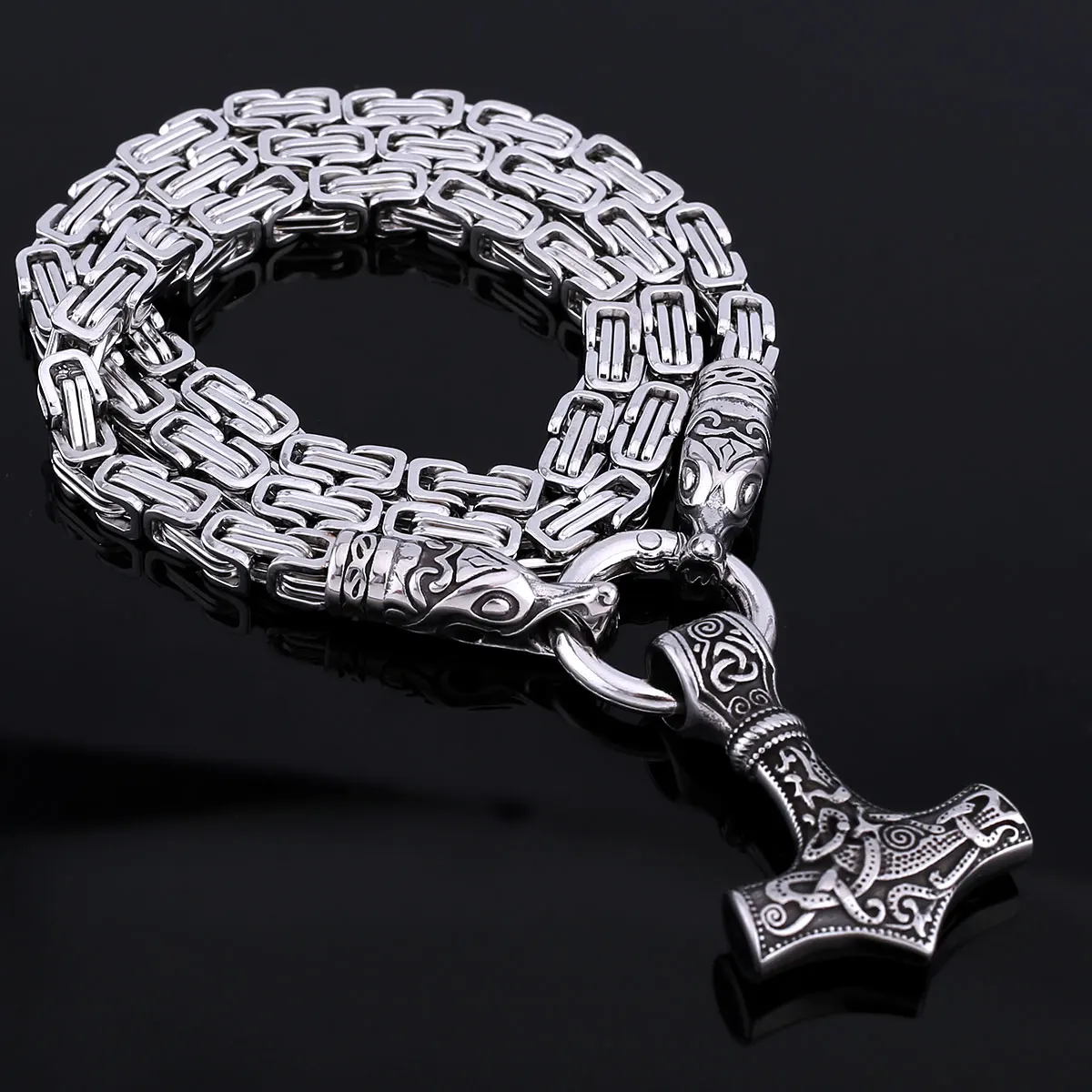 Оригинальное ожерелье из нержавеющей стали с изображением животных викингов