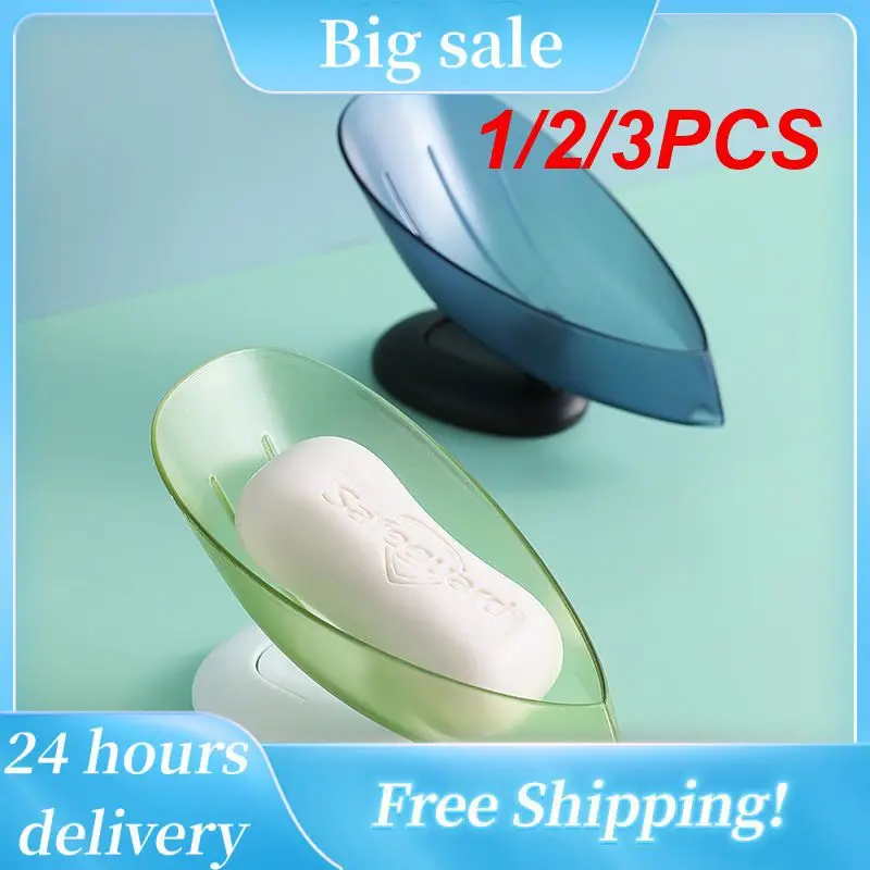 

1/2/3PCS Soap Dish Sleek Space-saving Easy To Install Water Draining Convenient Bathroom Soap Dish With Suction Cup