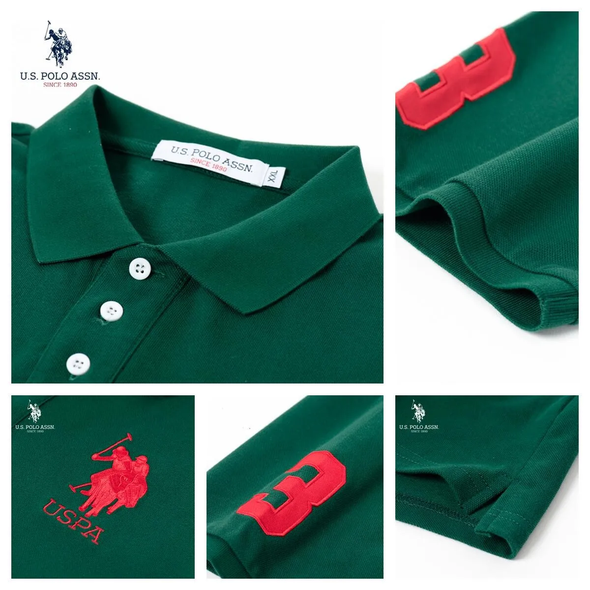 Поло США ASSN. Классическая мужская Свободная дышащая Модная рубашка-поло из 100%