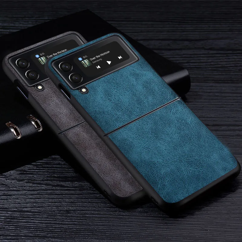 Luxury PU Leather Phone Case For Galaxy Z Flip 4 Flip4 5G Shockproof Slim Cover TPU Back for Samsung Z Flip 3 Anti Scratch Shell
