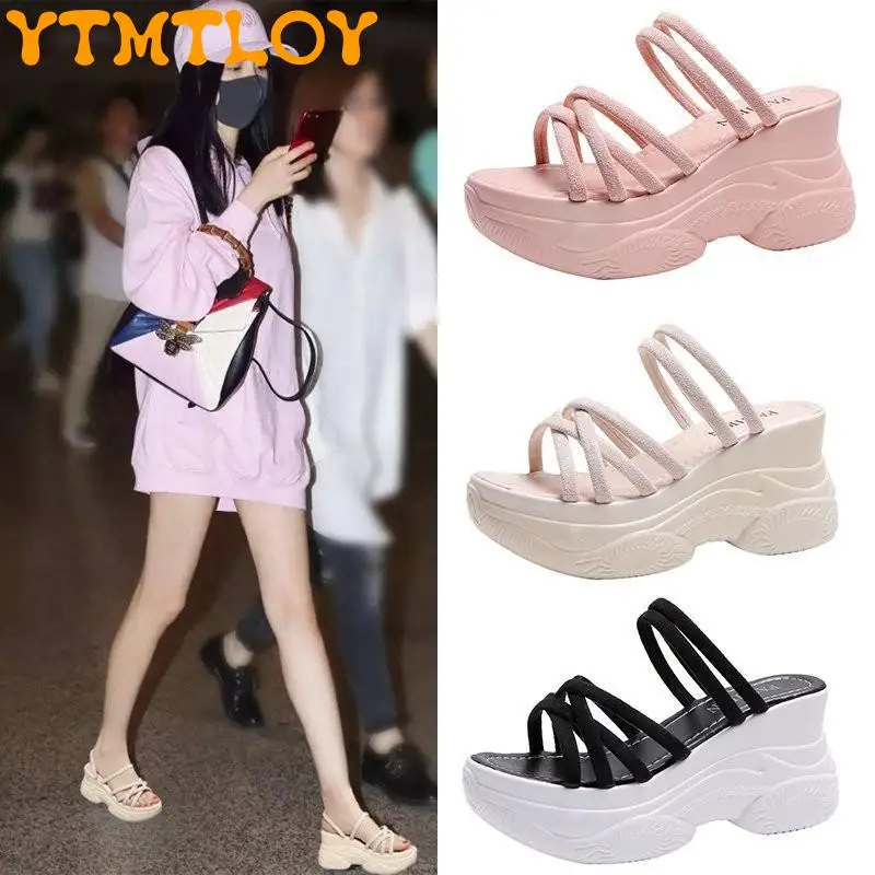 

Sandals Female 2021 New Ins Tide Net Red Two Wear Fairy Style Slope With Thick Bottom Summer Casual Wild Super Fire Slippers