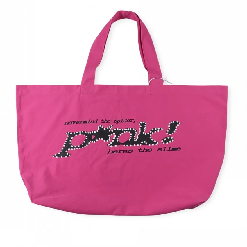 

New Pink Sp5der Young Thug 555555 Angel Denim Canvas Bag Backpacks Men Women Top Quality Vintage Printing Bags