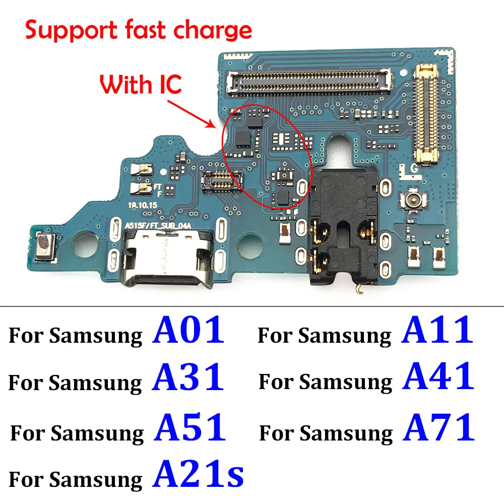 

Original Charger Port Connector USB Flex Cable For Samsung Galaxy A01 A11 A21S A31 A41 A51 A71 USB Chargring Microphone Board