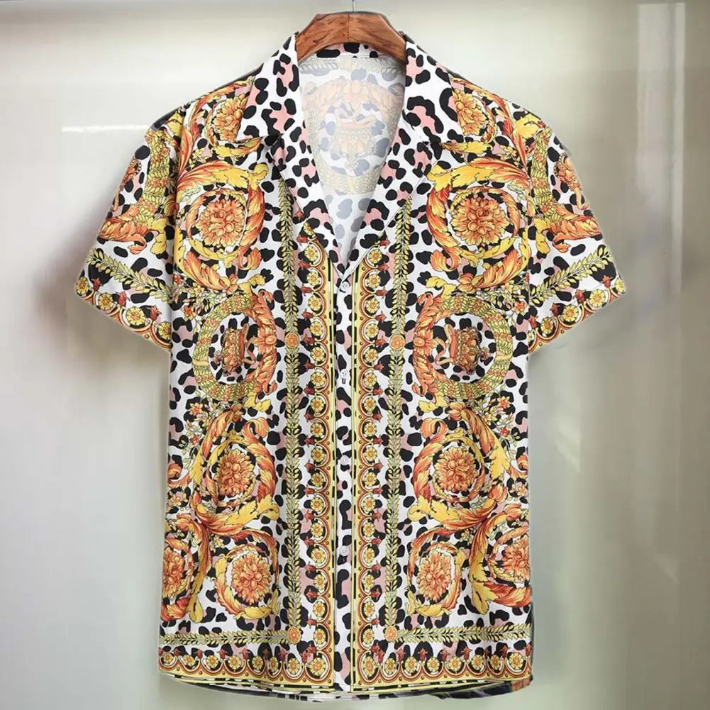 

Yellow Chic Lapel Single-breasted Summer Tops Cardigan Men Tops Thin Daily Garment