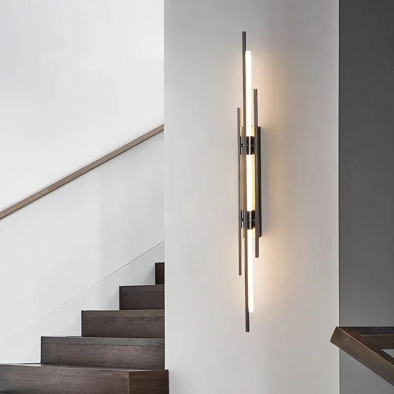 

Modern Creative Strip LED Wall Light Living Room Bedroom Luxury Interior Decoration Copper Acrylic Wall Lamp Lighting Fixtures