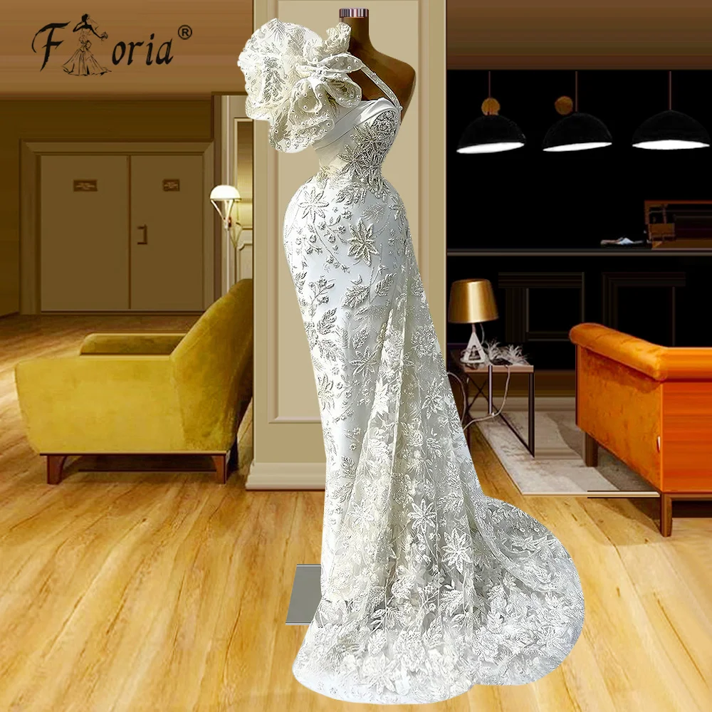 

vestidos de ocasión formales Luxury Dubai Mermaid Evening Dress Floral Lace 3D Appliques Beading Special Party Dresses For Woman