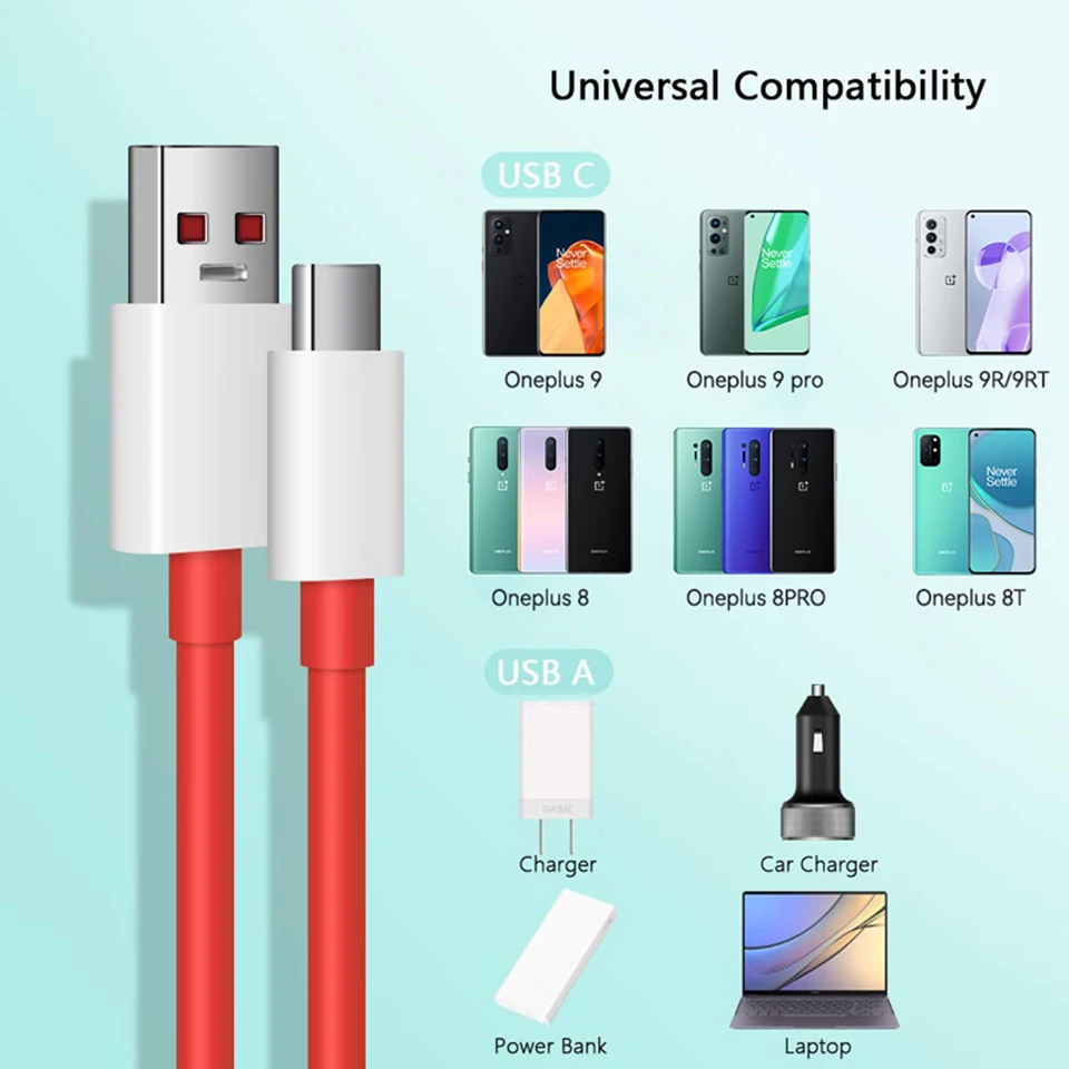 Оригинальный кабель для зарядного устройства Oneplus Warp Dash 6 5a быстрая зарядка One Plus 10