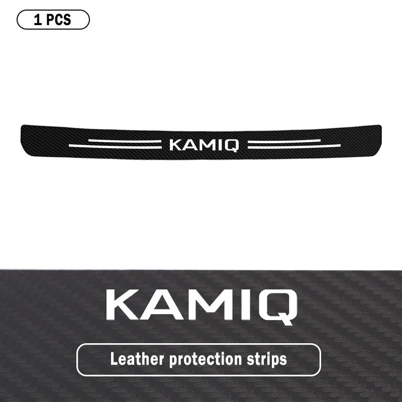 

Задняя защитная полоса для багажника автомобиля, защита от царапин для Skoda Kamiq, логотип, защитная пластина для бампера багажника, наклейки из углеродного волокна