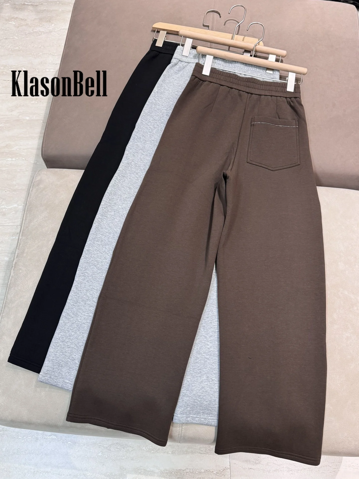 11 23 KlasonBell женские осенне-зимние новые флисовые спортивные штаны с карманами и