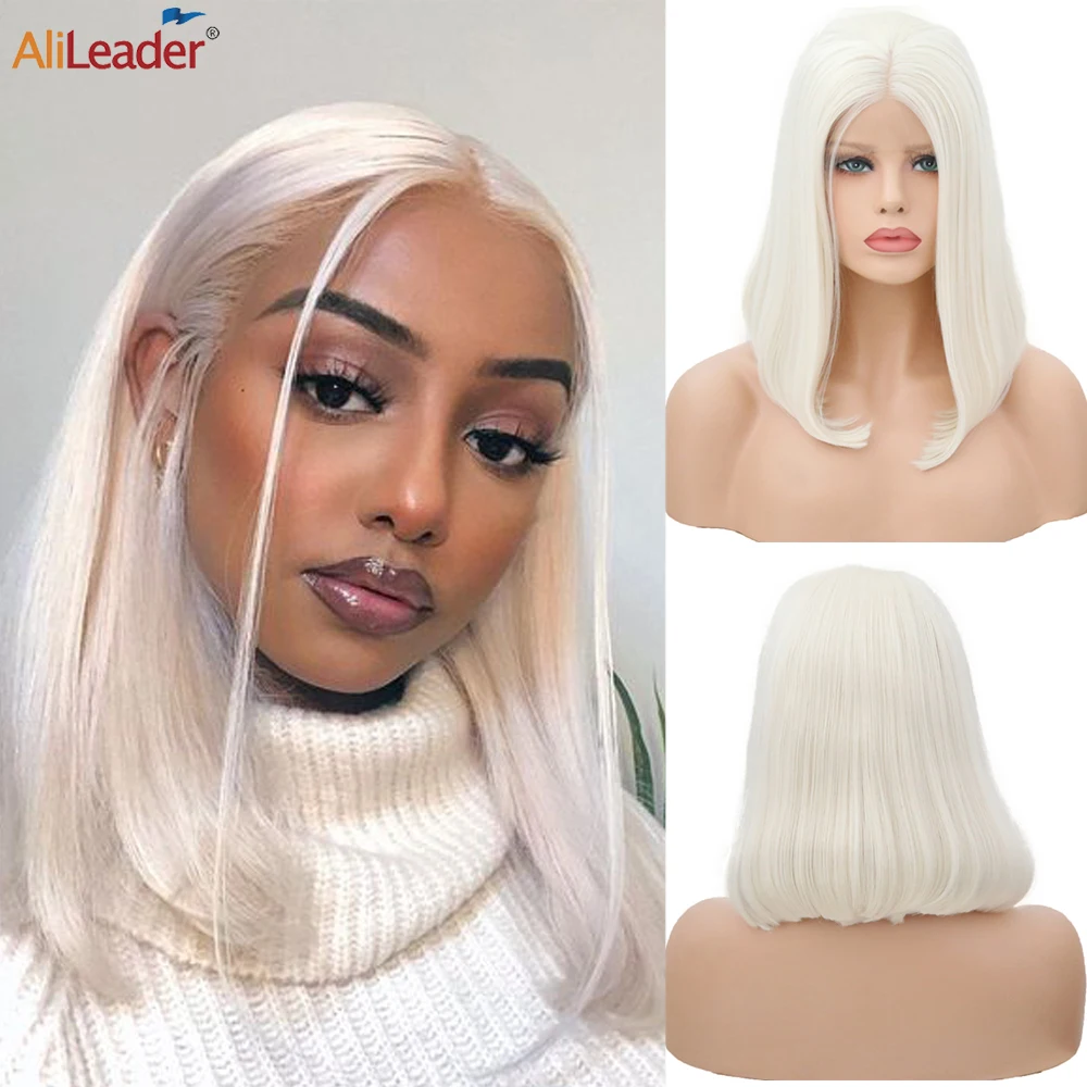 

Wholesale Lace Frontal Wigs Fashion Short Bob Lace Front Wigs Transparent Lace Deep Part Lace Wigs Synthetic Blonde Wig