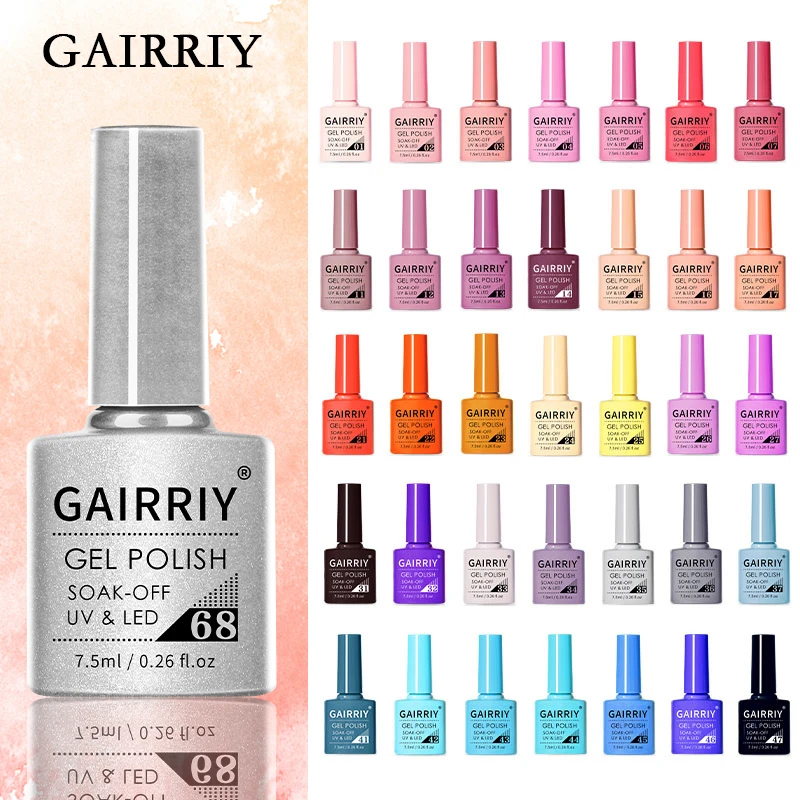 Gel Nail Polish Semi-Permanent Varnish Hybrid Art Salon 80 Colors Glitter 7.5ml Soak Off UV LED Free Shipping |