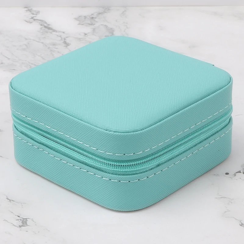 Portable Locket Jewelry Box Leather Storage Organizer Earring Necklace Ring Travel Jewelry Case Display