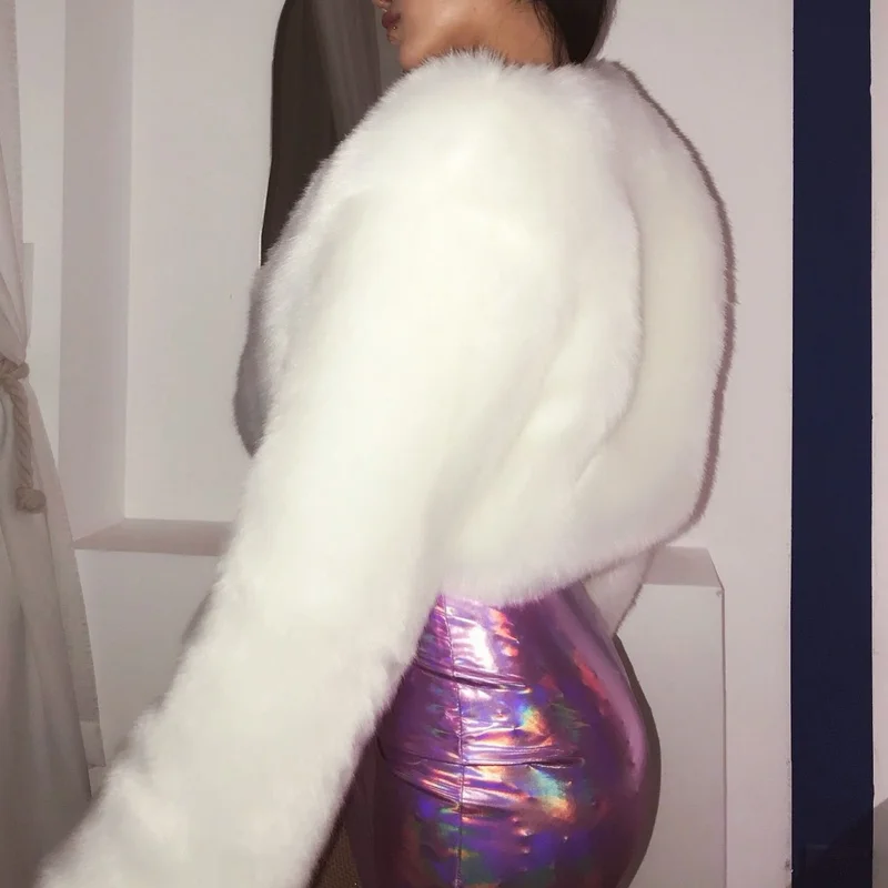 Black Imitation Fox Fur Coat Short Women's Winter Coat Thick Warm High Waist Faux Fox Fur Coat Fluffy Coat New Coats Women