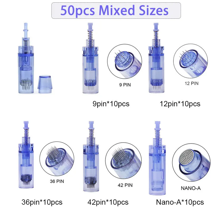 

50Pcs Screw Bayonet Nano Needles For Electric Derma Pen Micro Needle Cartridge 12pin/36pin Tattoo Needles A1 Microneedle Tool