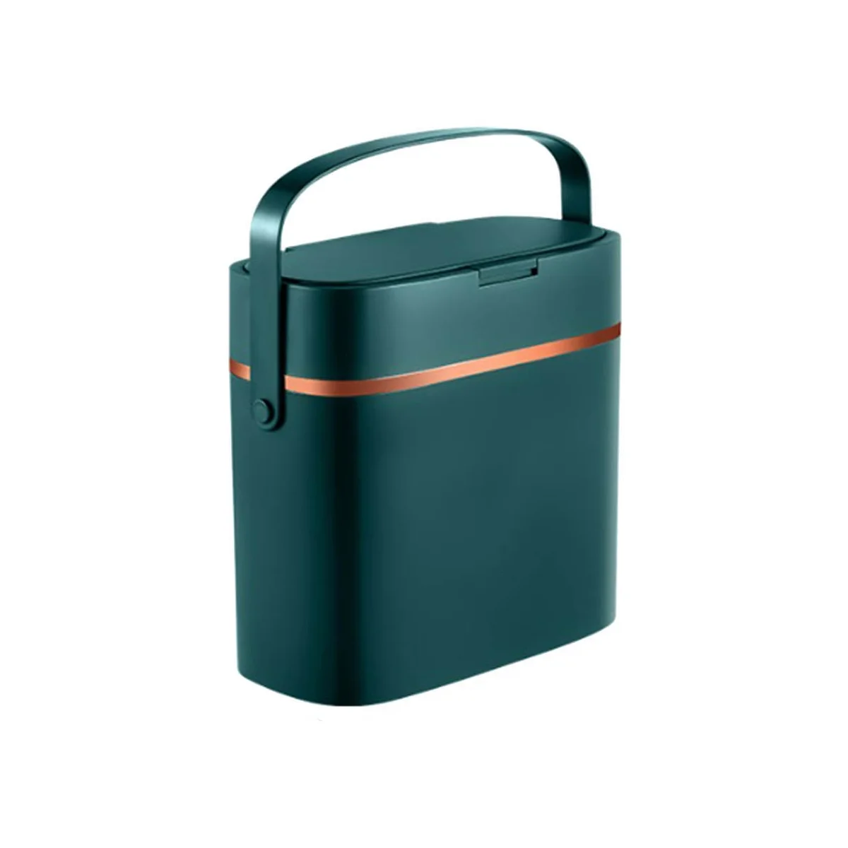 

Маленькая мусорная корзина объемом 16 литров с крышкой и ручкой, пластиковая мусорная корзина для спальни/узкая деталь/офис/RV, темно-зеленая