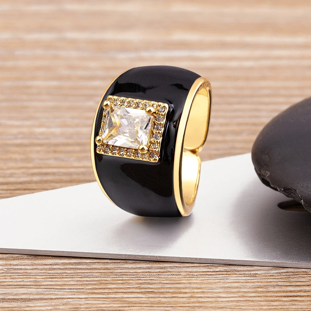 Модные разноцветные кольца AIBEF для женщин со средними выложенными Фианитами, нежные женские ювелирные изделия из меди и золота