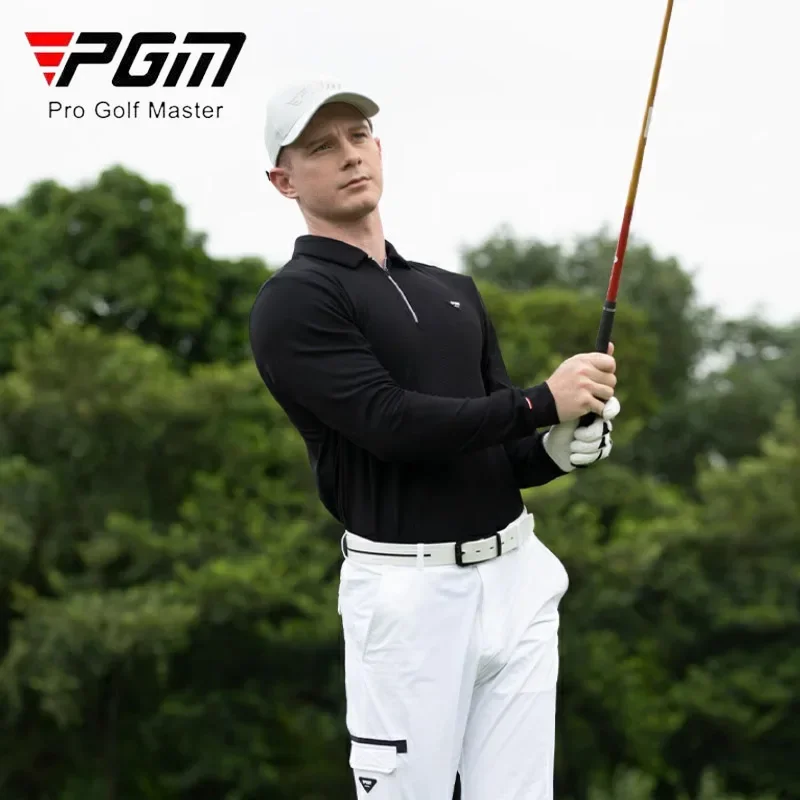 PGM Мужская рубашка для гольфа с воротником на молнии мужские спортивные топы-поло