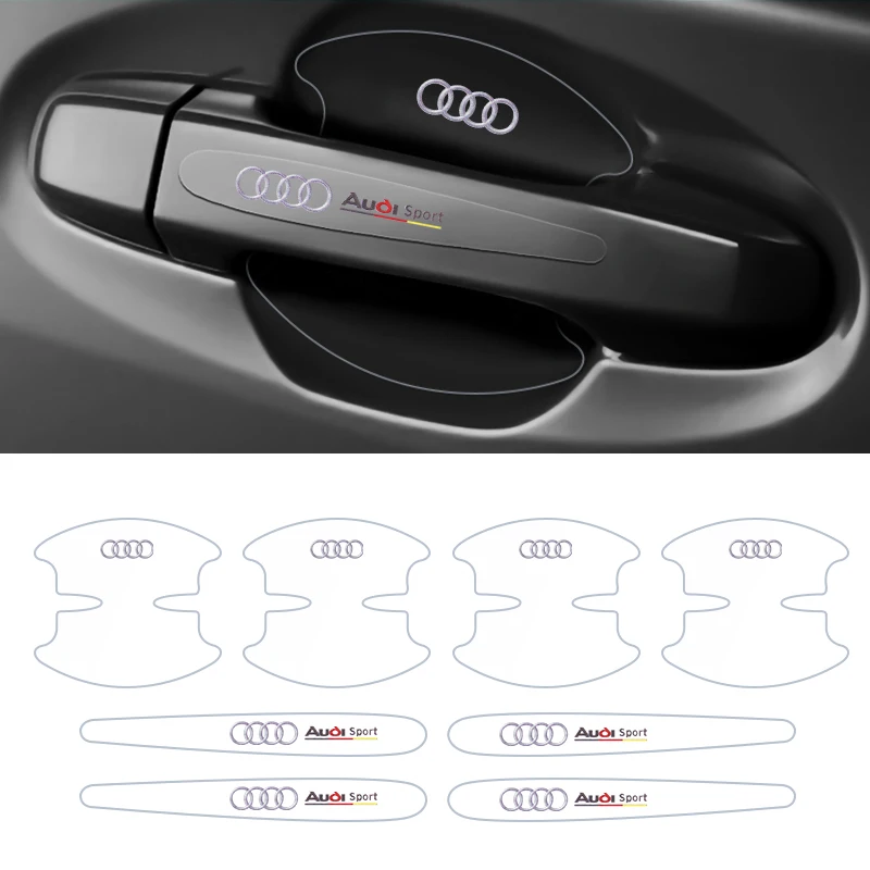 8 шт. автомобильные прозрачные наклейки на дверную чашку для Audi Sline S Line A3 A4 A5 A6 TTS Q5