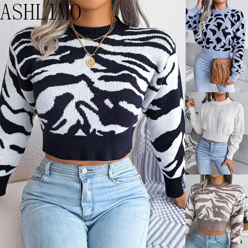 

2022 Jumpers Autumn Tops Multiple Styles Sweater Women Pullovers Waist Knitted Short Long Sleeve Sweater Clothing Crop Sweater