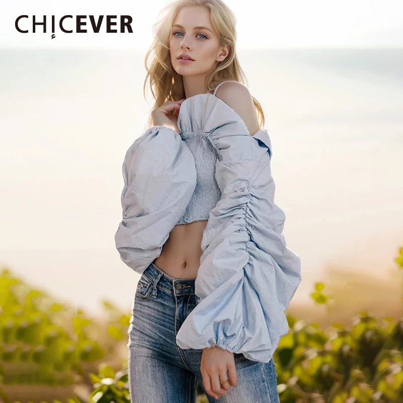 CHICEVER лоскутные винтажные блузки с оборками для женщин повседневные рубашки