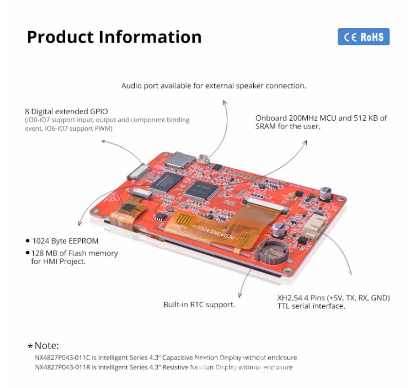 Nextion Intelligent Series 4 3-дюймовый экран HMI для взаимодействия на человеком компьютере