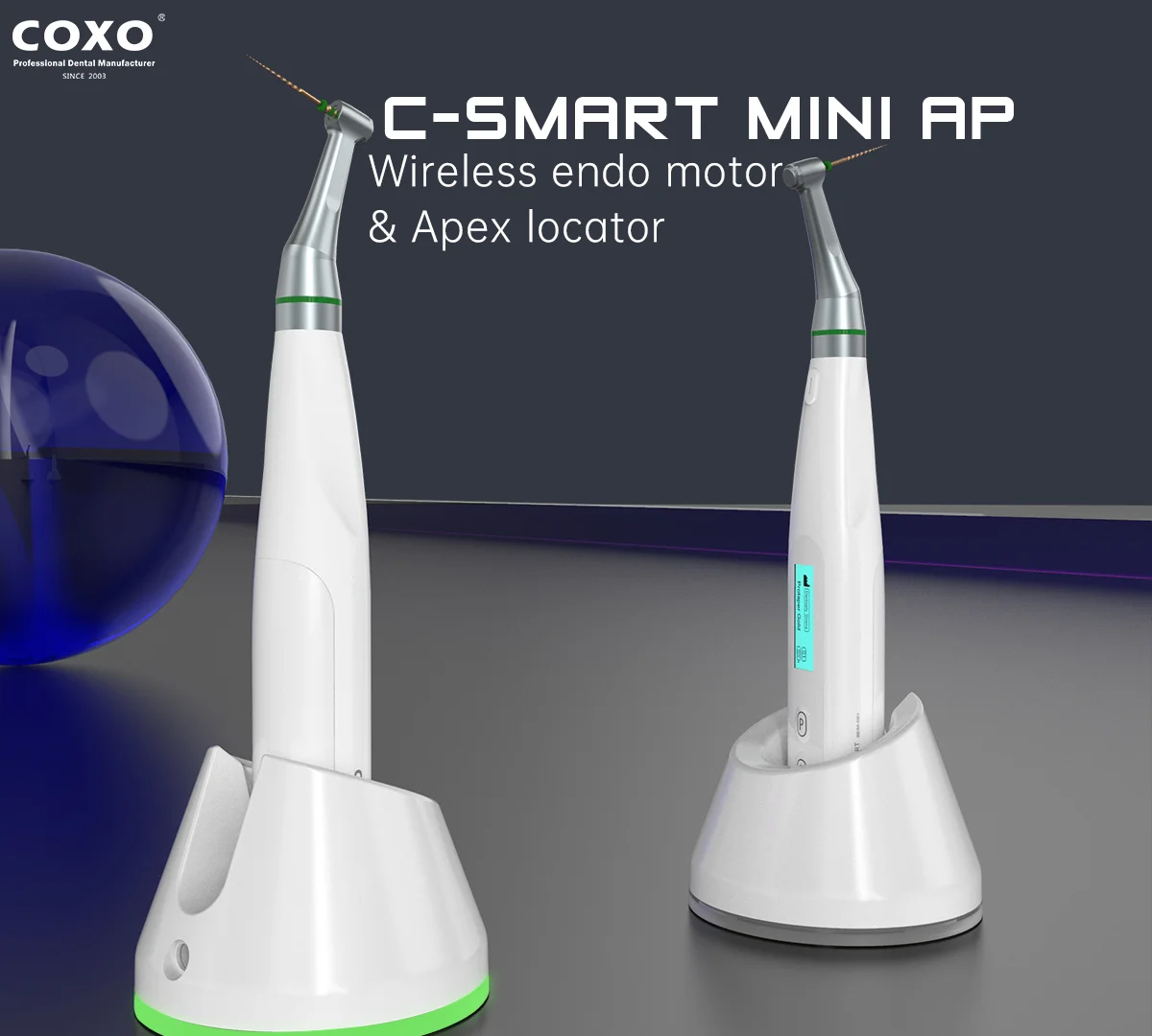 Фото Стоматологический беспроводной эндомотор COXO C-SMART MINI AP с апекслокатором, угловая насадка 16:1, аппарат для подготовки корневых каналов №1