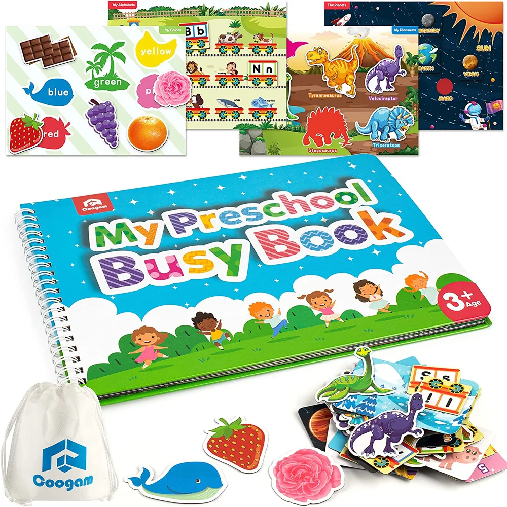 

Coogam Preschool Magnetic Busy Book 9 Themed Stickers Toys Montessori Toys for Kids Skills Learning Toddlers Home Kindergarten