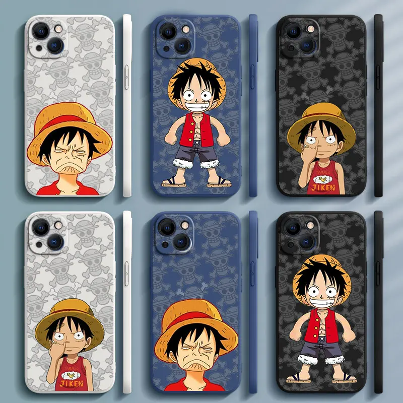 

One Piece Luffy For Apple iPhone 11 12 13 Max Mini 5 6 7 8 X XR XS Pro Plus TPU Liquid Silicone Cover Funda Soft Phone Case Capa