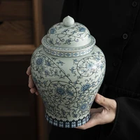 blue and white porcelain tea caddy with lid ceramic food storage jar home large capacity multigrain nut coffee bean storage jar