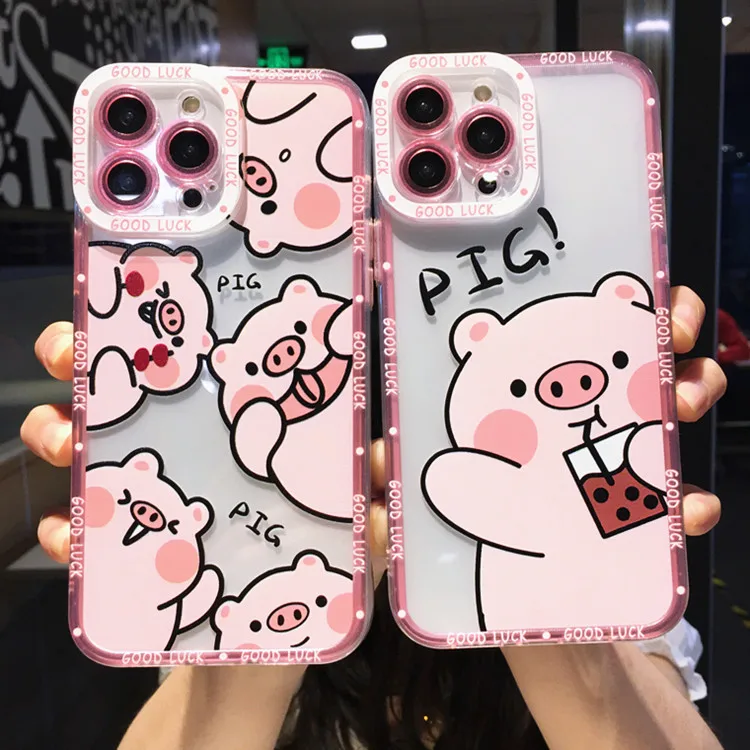 

Cute Couples pPet Pig Animal Phone Case For iphone 13 13pro 11 12 Pro Max 6 7 8 Plus X XR XS SE 2022 Funny Cartoon Back Cover