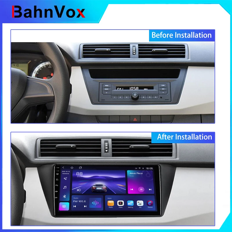 9-дюймовая рамка для автомобильной магнитолы Android для Skoda Fabia 2015-2019, 2DIN, GPS, панель-адаптер, проводка (art.: 3920db2398549) - 3920db2398549