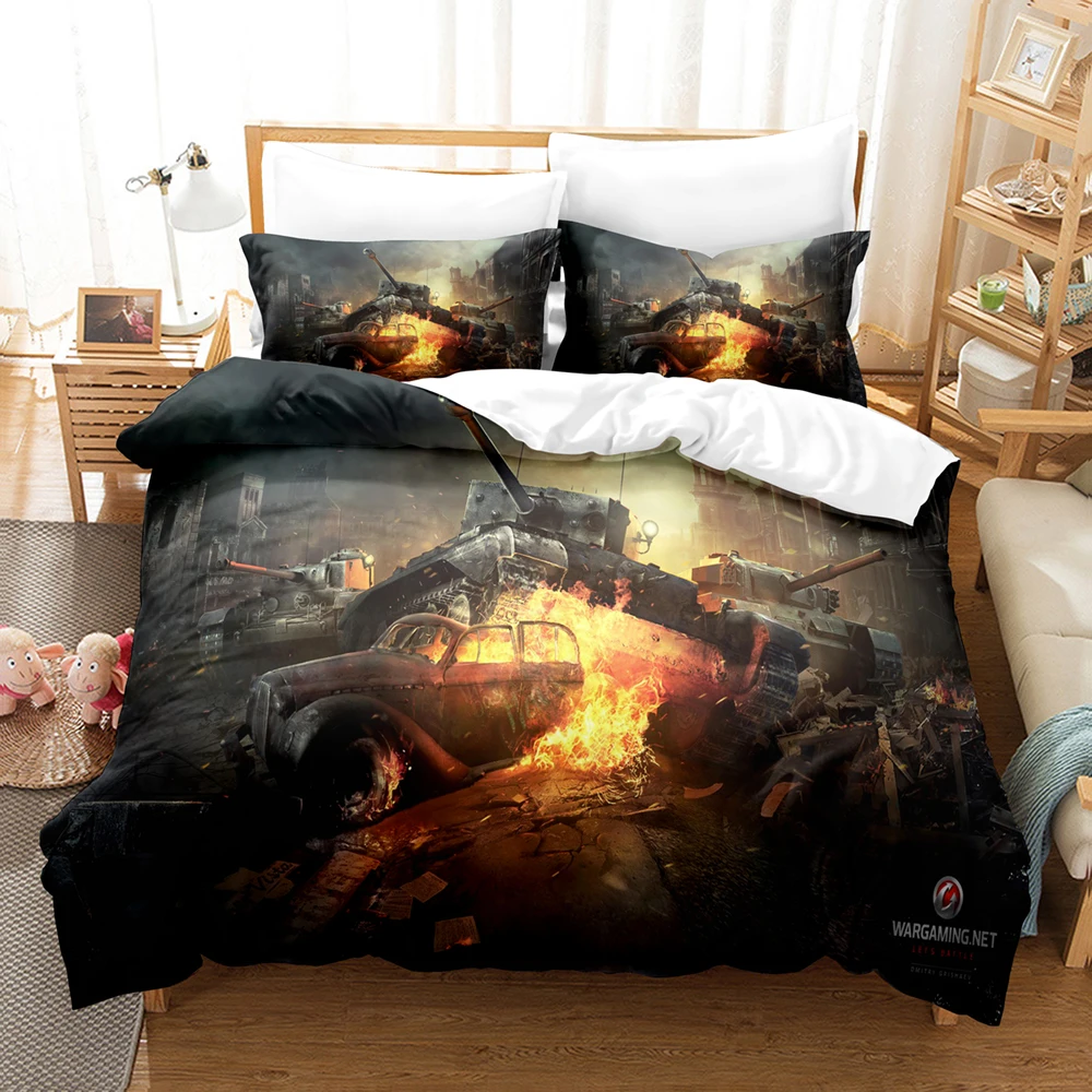 

Drop Shipping Wholesale Bedding Set Luxury Cool Tanks Kids Children Duvet Cover Comforter Quilt Custom Printing Design 2/3pcs