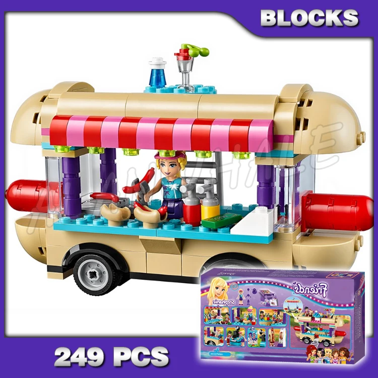 

249pcs Friends 10559 Girls Princess Amusement Park Hot Dog Van DIY 3D Blocks AlanWhale Set Gift Compatible with