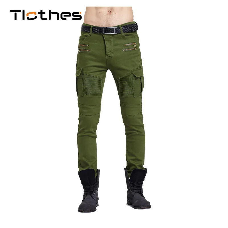 

Джинсы мужские Стрейчевые на молнии, уличная одежда, байкерские брюки из денима, прямые брюки Slim Fit, повседневные складки