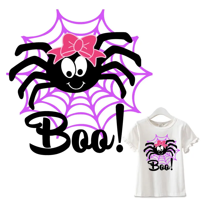 

Cute Boo Girl Spider Thermal Heat Transfer For Kids T-shirt Sticker Iron-On Patches For Baby Clothes Applique Decor Badage