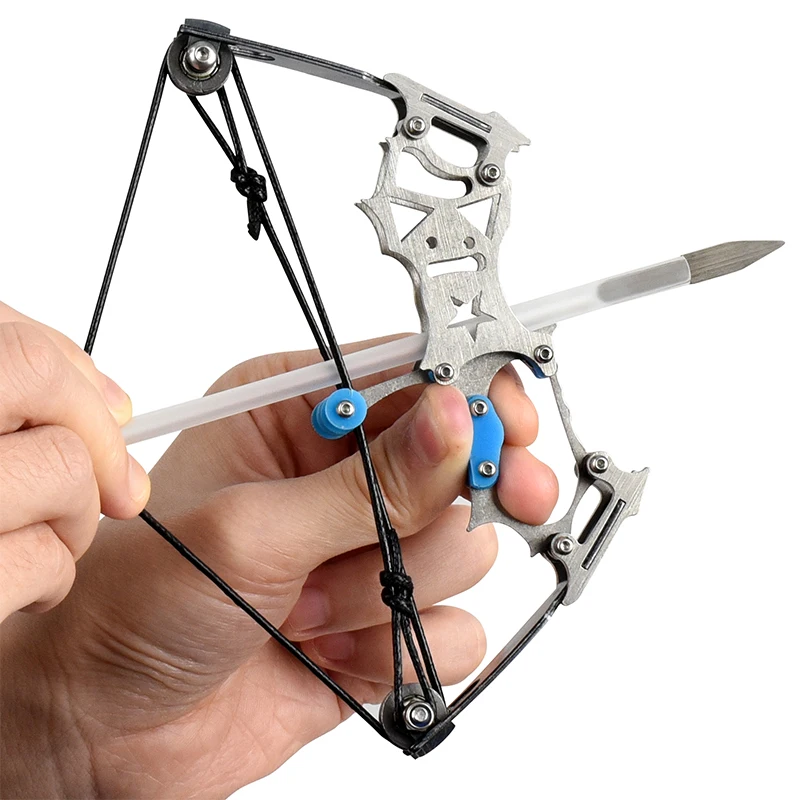 

Mini Compound Bow with Arrow Outdoor Stainless Steel Hunting Bow Silver Hunting Bow Sports Archery Children Decompression Toys