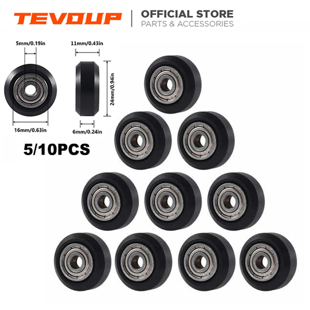 

5/10pcs 3d Printer CNC Pom Pulley Black Wheels With 625zz Idler Pulley Plastic Linear Bearing Round Wheel 3d Printer Parts
