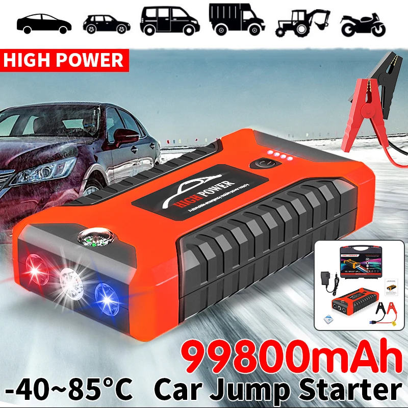 

99800mA Car Jump Starter High Power Bank Portable 600A 12V Emergency Start-up Charger Starters Booster Battery Starting Device