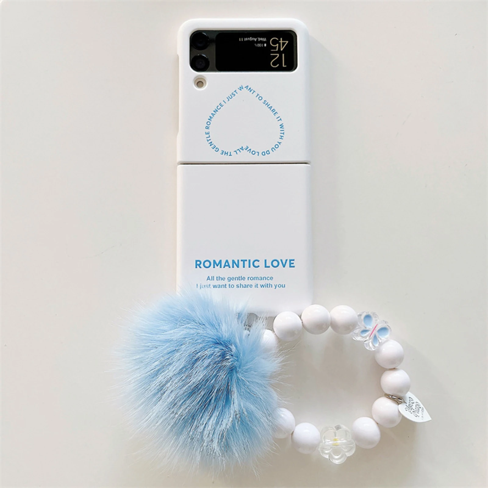 

Hard Case Protective for Samsung Galaxy Z Flip 3 4 5G Cute White Love Heart Back Case Thin Slim Shockproof Cover for Z Flip 3 4