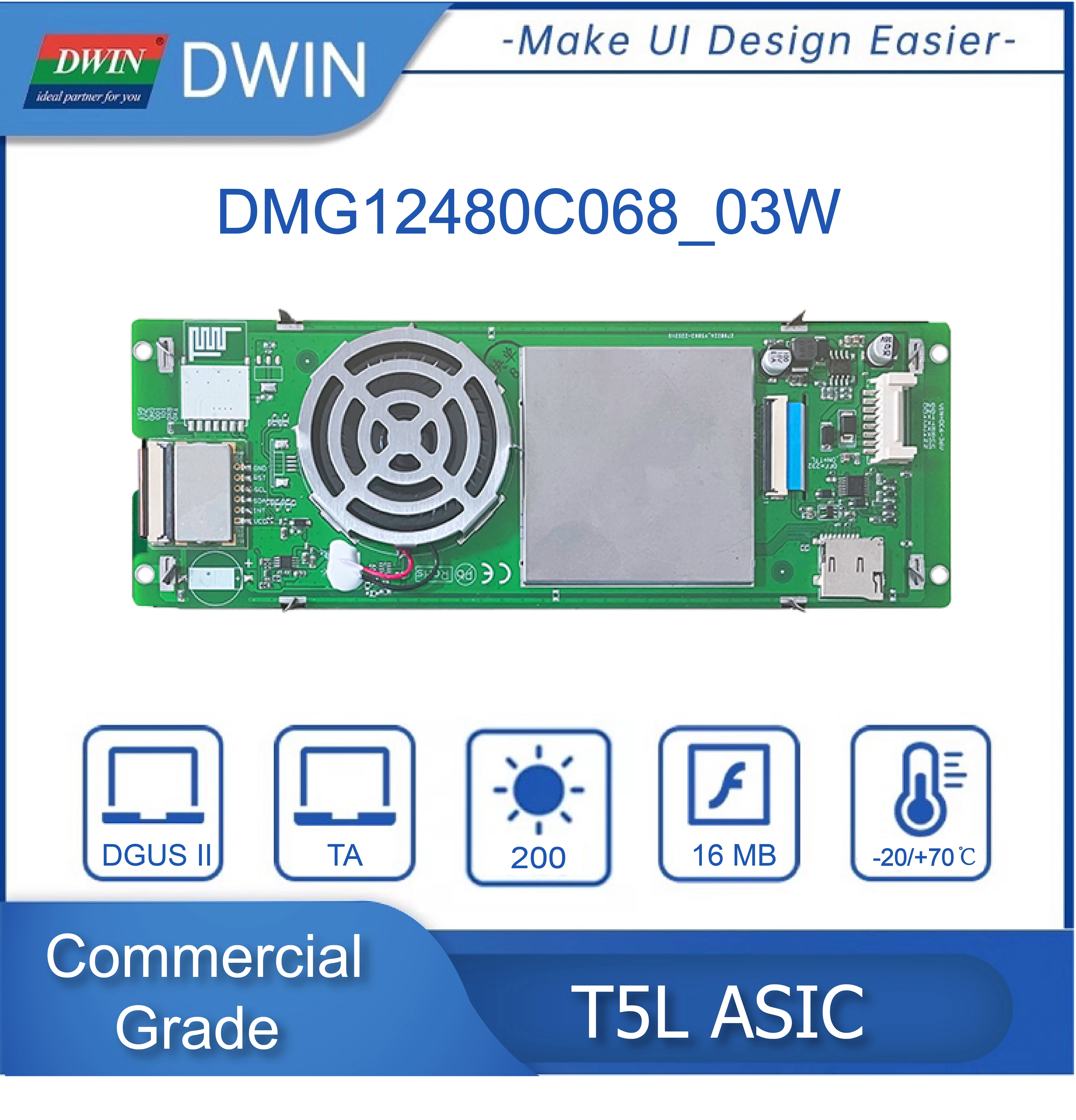 DWIN Smart LCM TFT LCD Сенсорная панель HMI интеллектуальный дисплей 6 8 дюймов DMG12480C068_03W