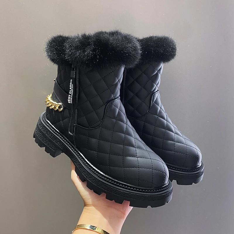 Women's Snow Boots Winter New Cashmere Warm Women's Ankle Boots with Platform Boots 2023 Women's Fashion Casual Cotton Shoes