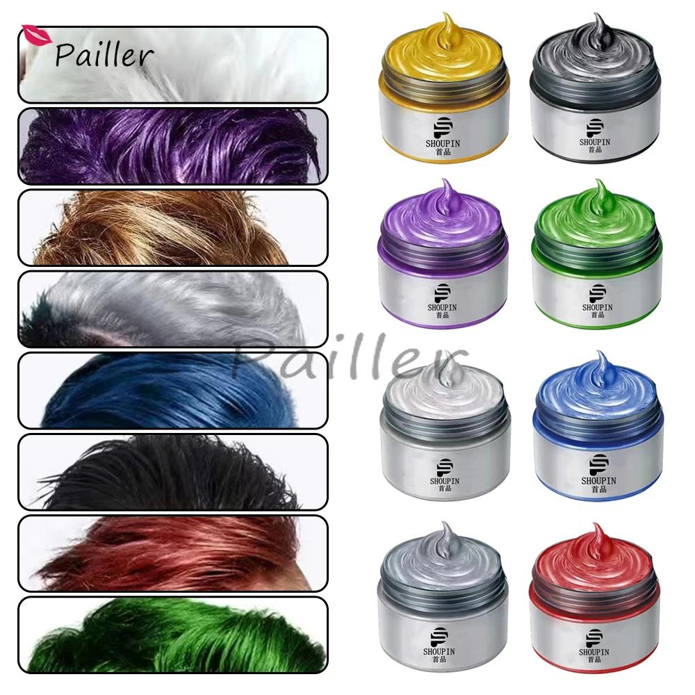Ing Wax Temporary Ink Purple Blue Hair Clay Pomades Grey Pink Professional Hairdressing Natural Material Fantasy