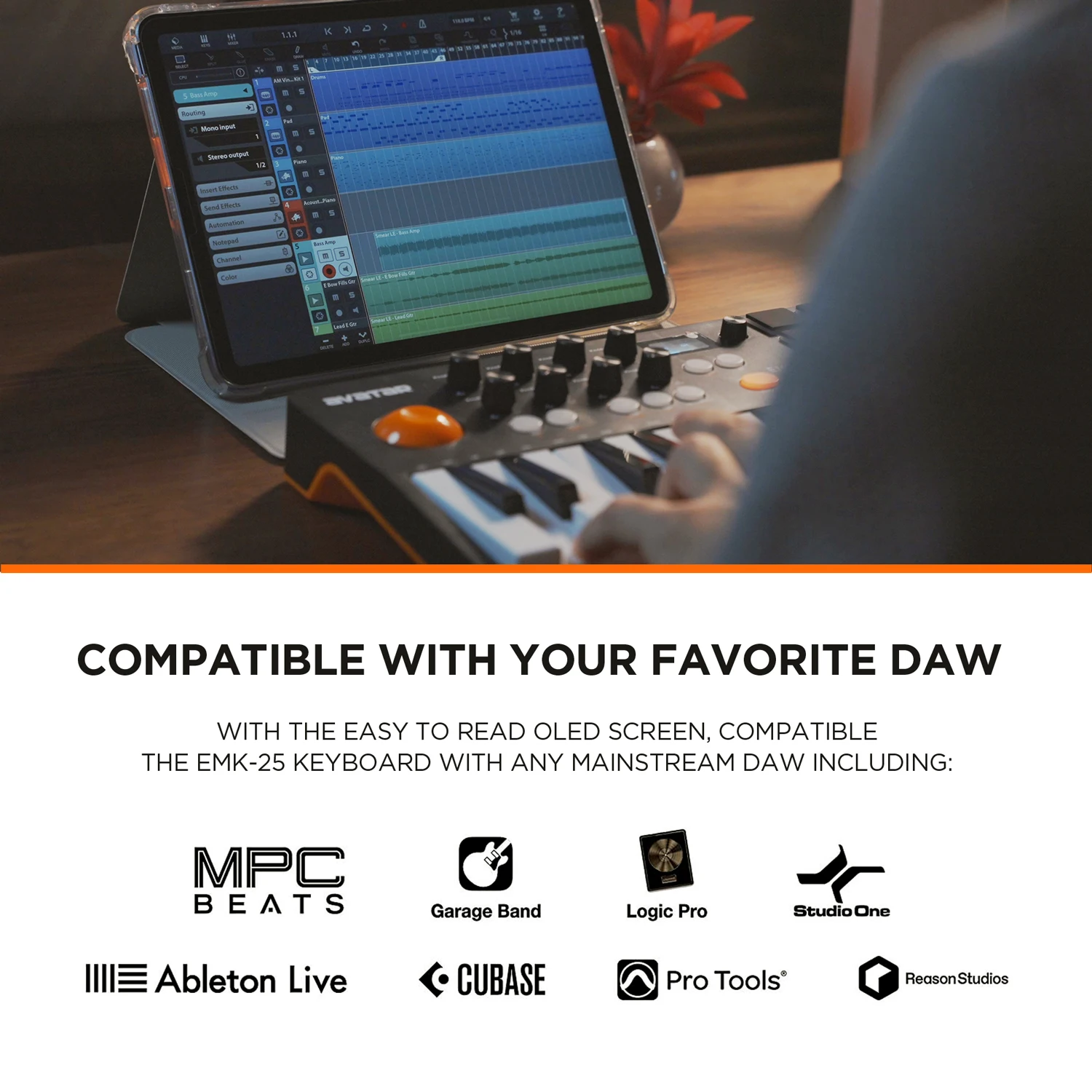 Беспроводной Портативный 25-клавишный MIDI-контроллер С 9-кнопочным Сетчатым